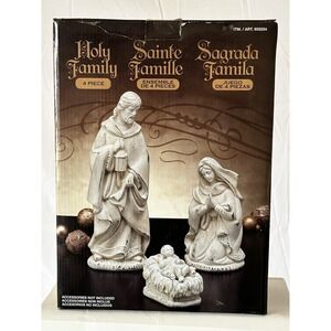 Costco Holy Family Nativity Set 4-Piece Joseph Mary Jesus Crib 11" Figurines